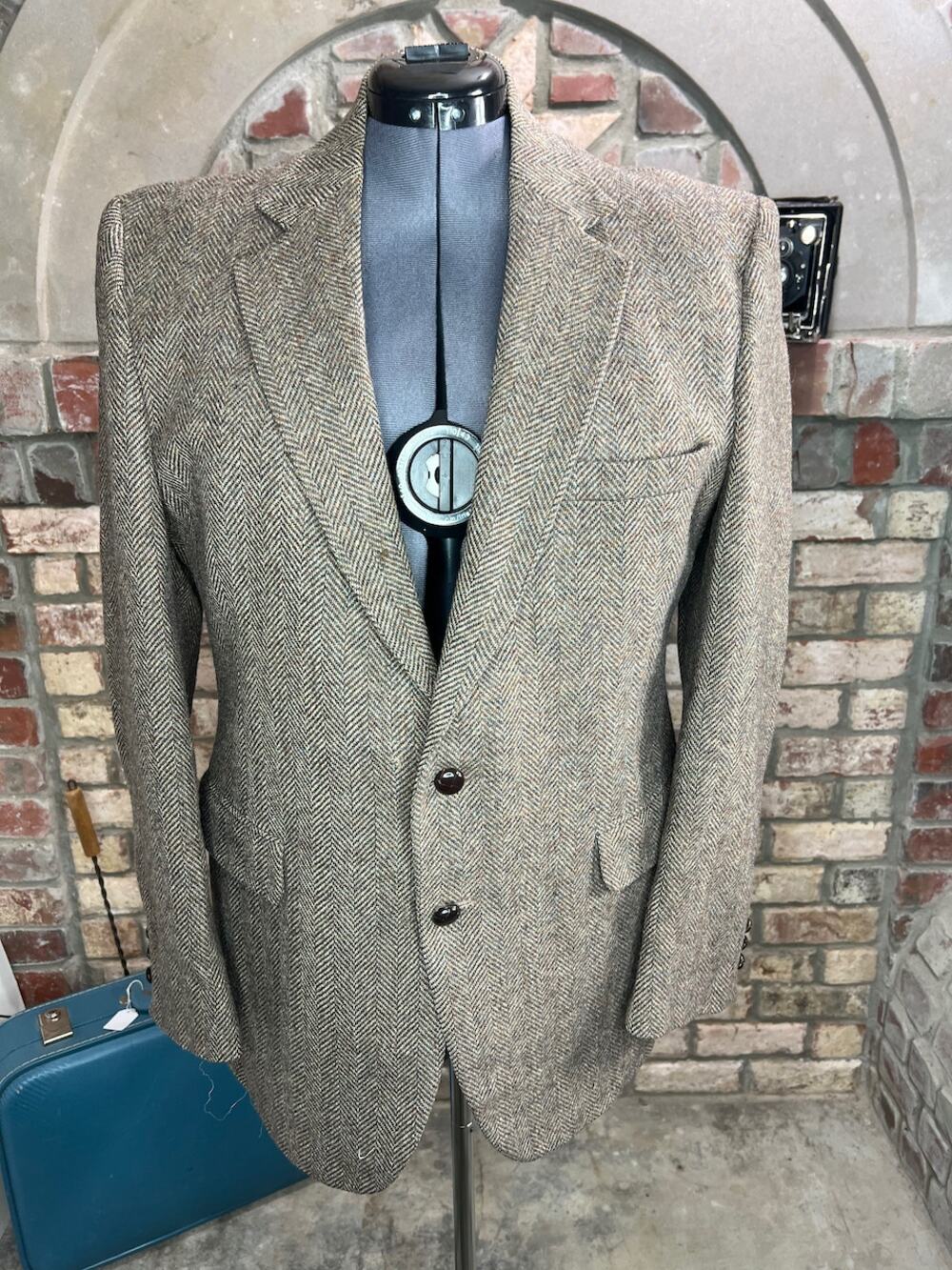 blazer herringbone Vintage 1980s gray